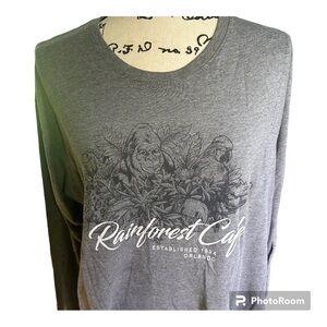 Rain Forest Cafe Ladies Long Sleeve T-Shirt Gray Navy XL